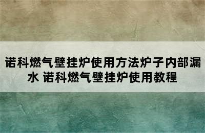 诺科燃气壁挂炉使用方法炉子内部漏水 诺科燃气壁挂炉使用教程